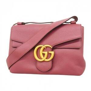 GUCCI Authentic Pink Leather GG Marmont Shoulder Bag